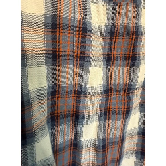 ? Vtg The Foundry Supply Co 4XL Plaid Flannel Shirt Blue Orange Grey - Picture 5 of 6